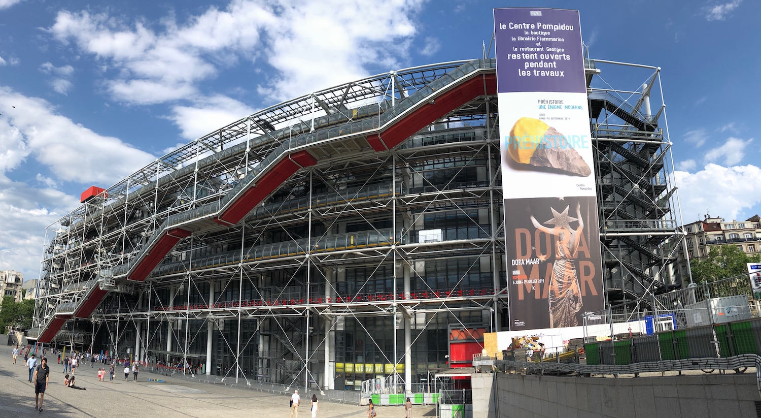 Exterior of the Pompidou Center, France as it readies for renovation.